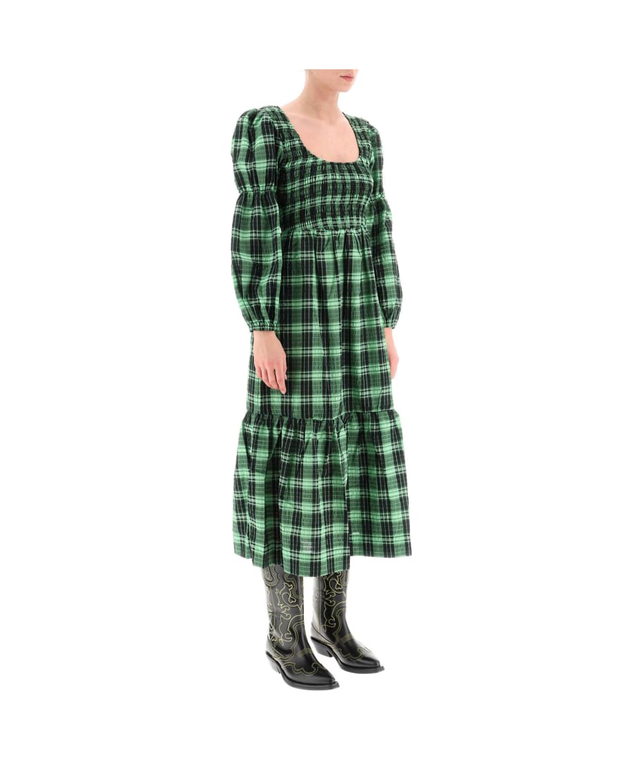 ganni green gingham dress Balloon Sleeve Chiffon Maxi Dress - Sage Green main image 1