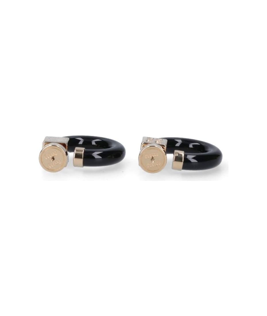 【ｍiuｍiu】Miu Logo earrings Miu Miu logo-lettering Stud Earrings | Gold | FARFETCH