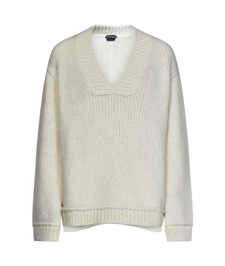 Tom Ford Ribbed Long Sleeve V-Neck Sweater