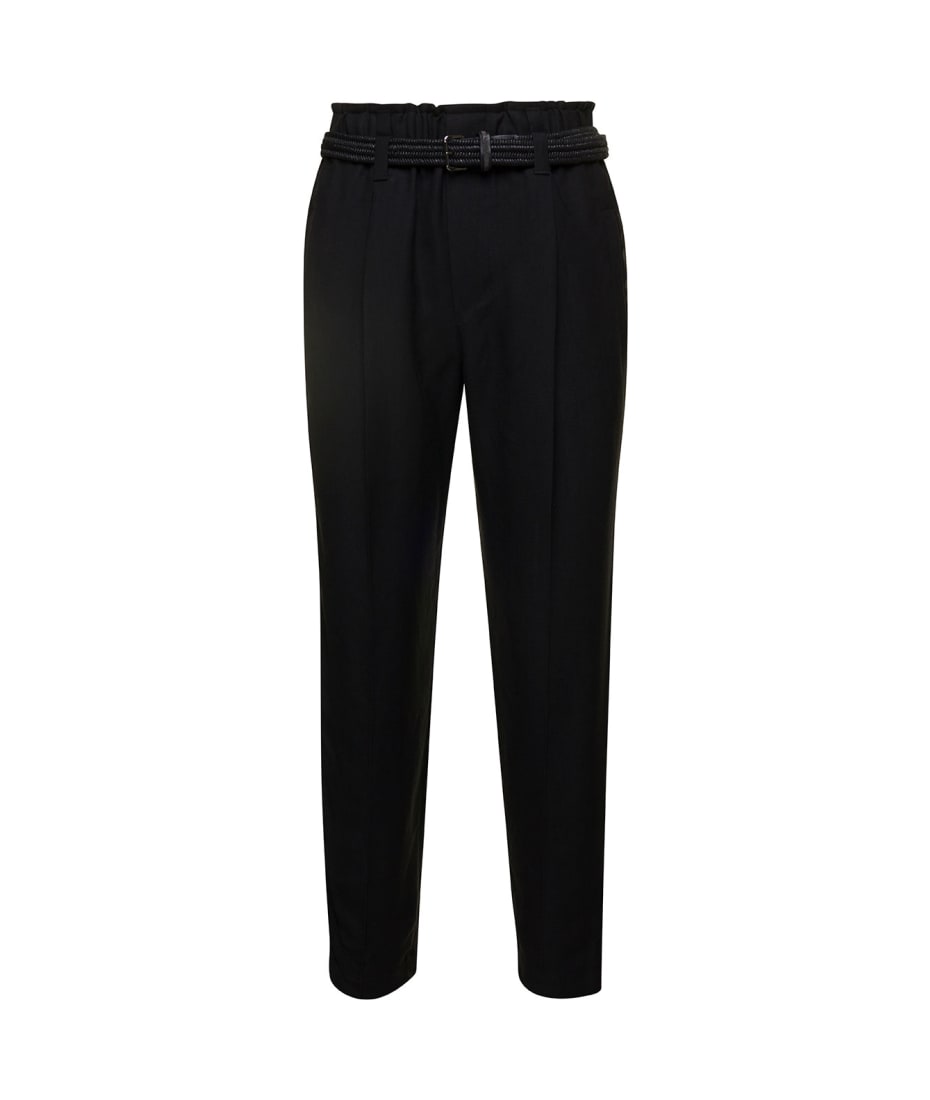 パンツ Brunello Cucinelli Flannel Cropped Trousers With Belt Brunello Cucinelli Wool Flannel Straight Cropped Trousers