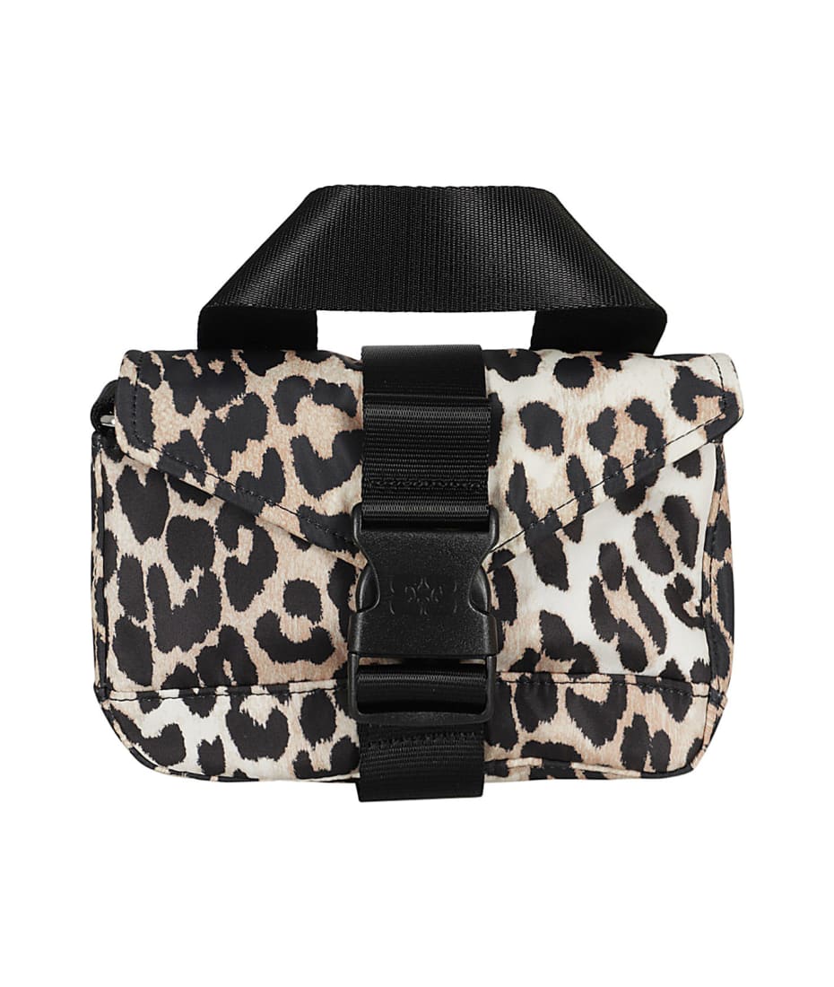 バッグ GAMNI RECYCLED TECH MINI SATCHEL LEOPARD Ganni Recycled Tech Mini Satchel Leopard | italist