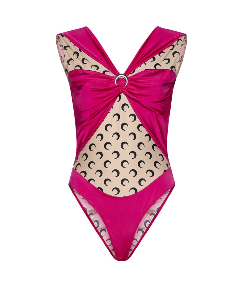 インナー・ルームウェアその他 MARINE SERRE Logo bodysuit Fuchsia WTO393 Marine Serre Fuchsia And Beige Bodysuit | italist