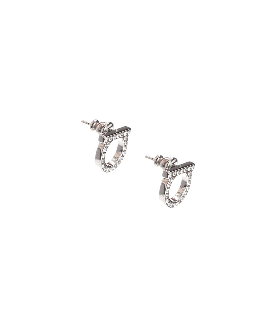 【Ferragamo】Gancini Crystals Large Earrings Brass Glass W) Ferragamo Gancini Crystals Large Earrings Brass Glass