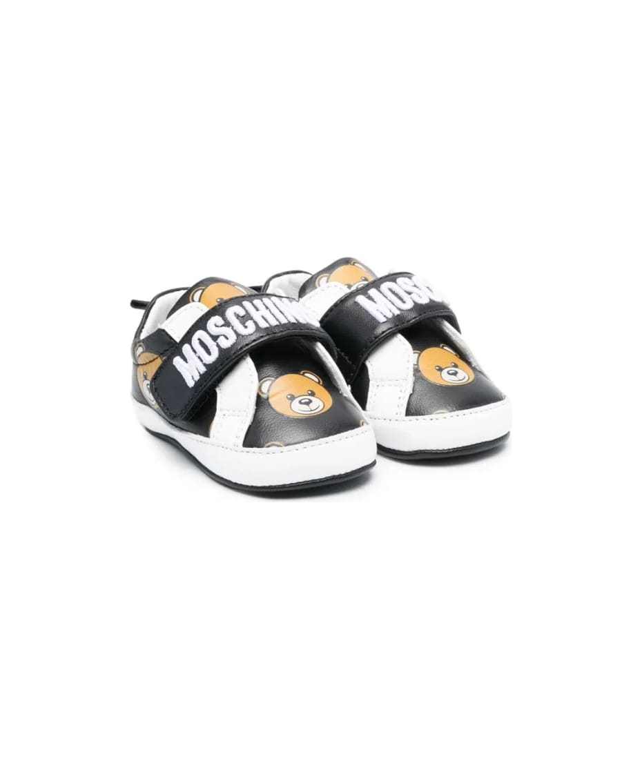 Moschino Kids Teddy bear touch-strap leather sandals - White