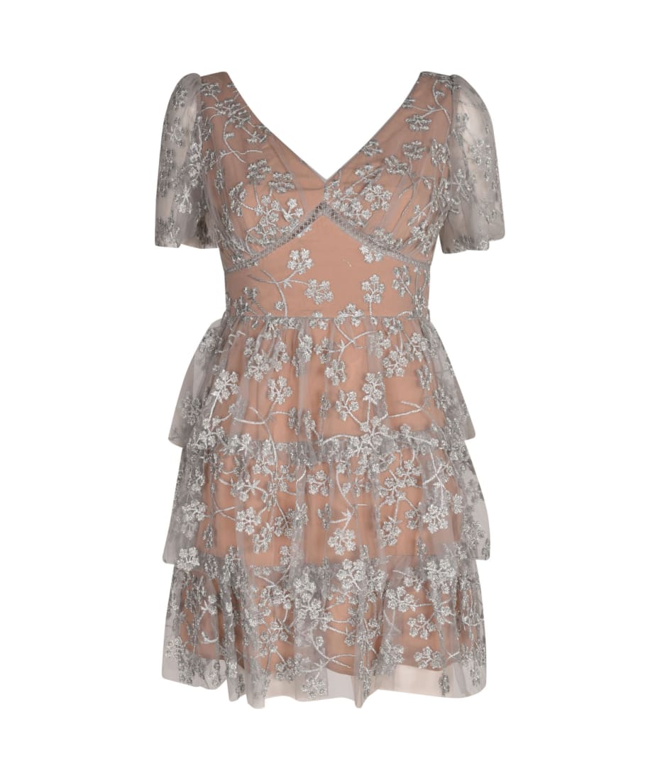 Embroidered Blossom Tiered Mini Dress