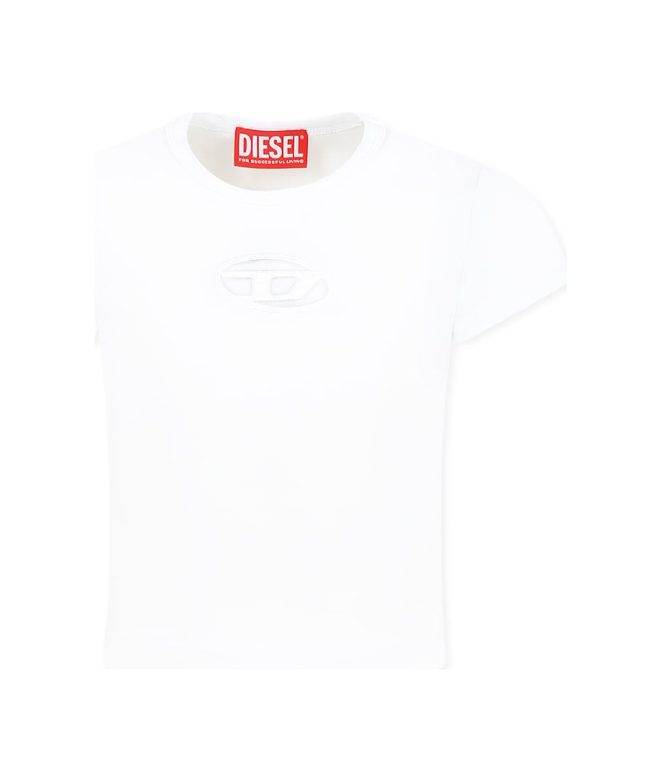 ◆DIESEL◆ M Vera T-shirt White A141890DLAX100 A141890DLAX10 Women's Off-the-shoulder top in ribbed knit | White | Diesel