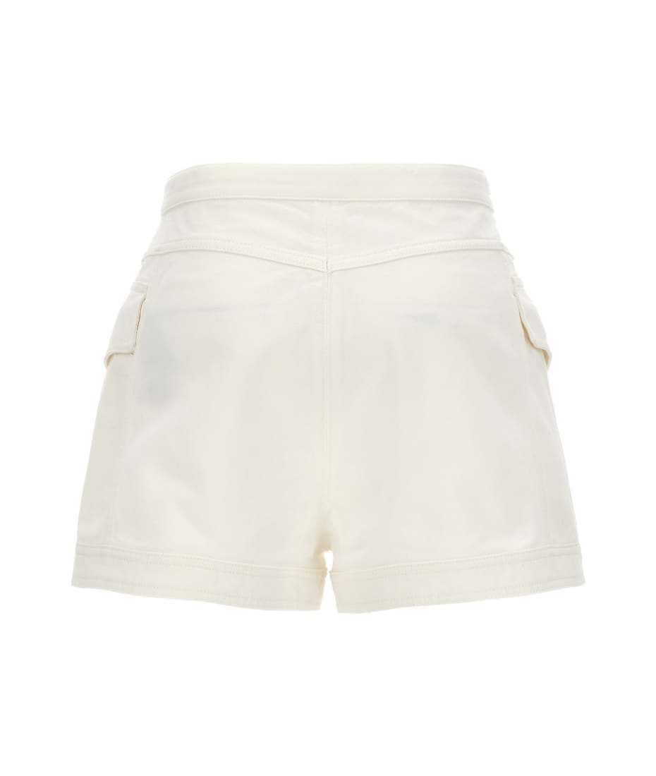 Balmain Logo Buttons Shorts - White