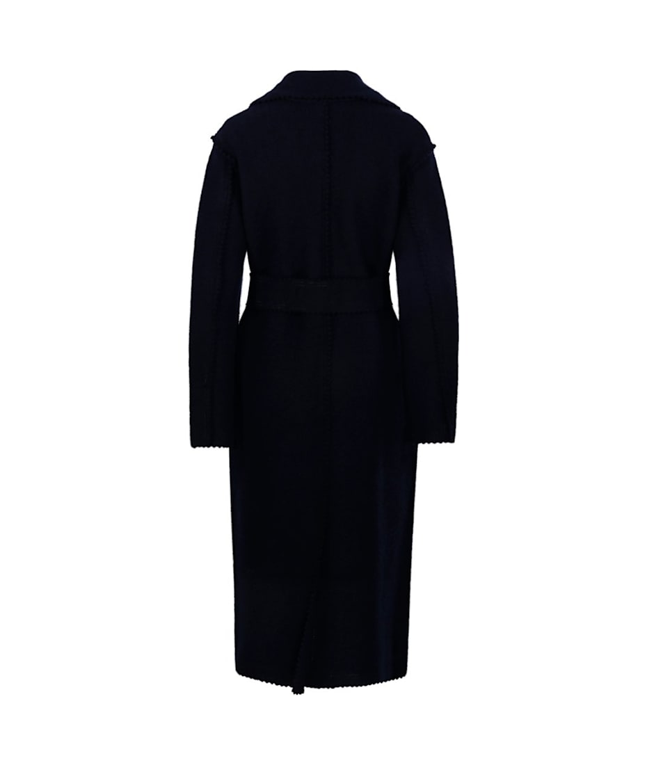 コート MAX MARA Dark Blue Wool Blend Jene Coat Max Mara Jene Long Wool Cashmere Wrap Coat - Bergdorf Goodman