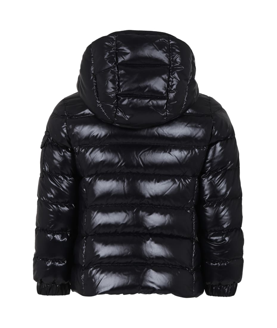 Moncler Black Bady Down Jacket For Girl With Logo | italist