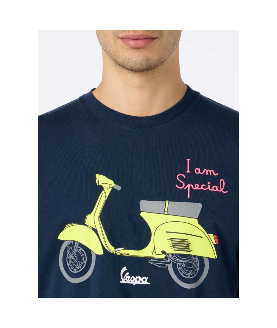 MC2 Saint Barth Man Cotton T-shirt With Vespa Print And