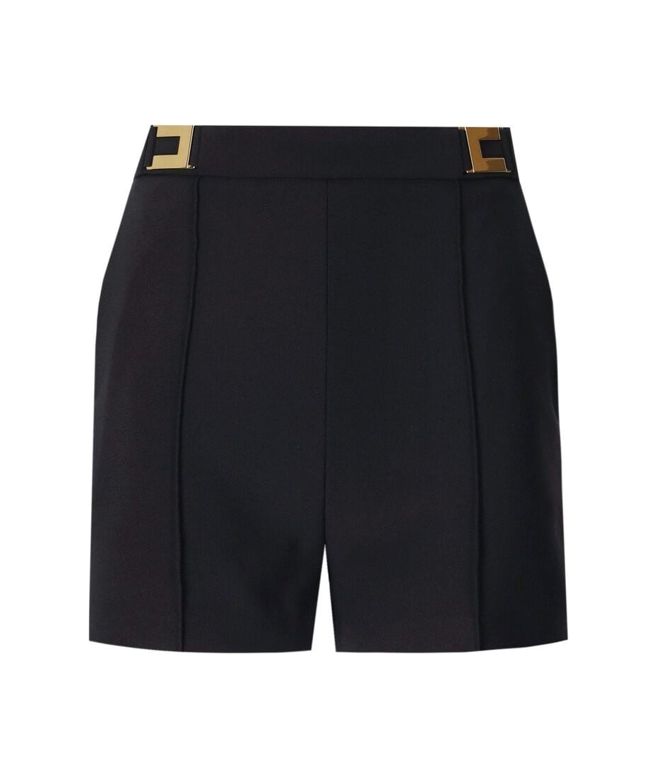 ショートパンツ Elisabetta Franchi DOUBLE CREPE SHORTS WITH EMBROIDERED HEM Elisabetta Franchi Black Shorts With Logo | italist, ALWAYS