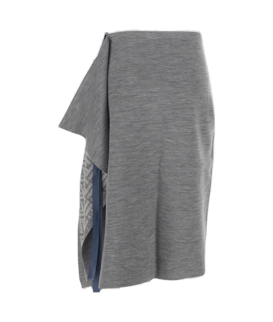 【送料&関税込】Fendi Asymmetrical Hem Midi Skirt FENDI Asymmetrical Hem Midi Skirt - POIZON