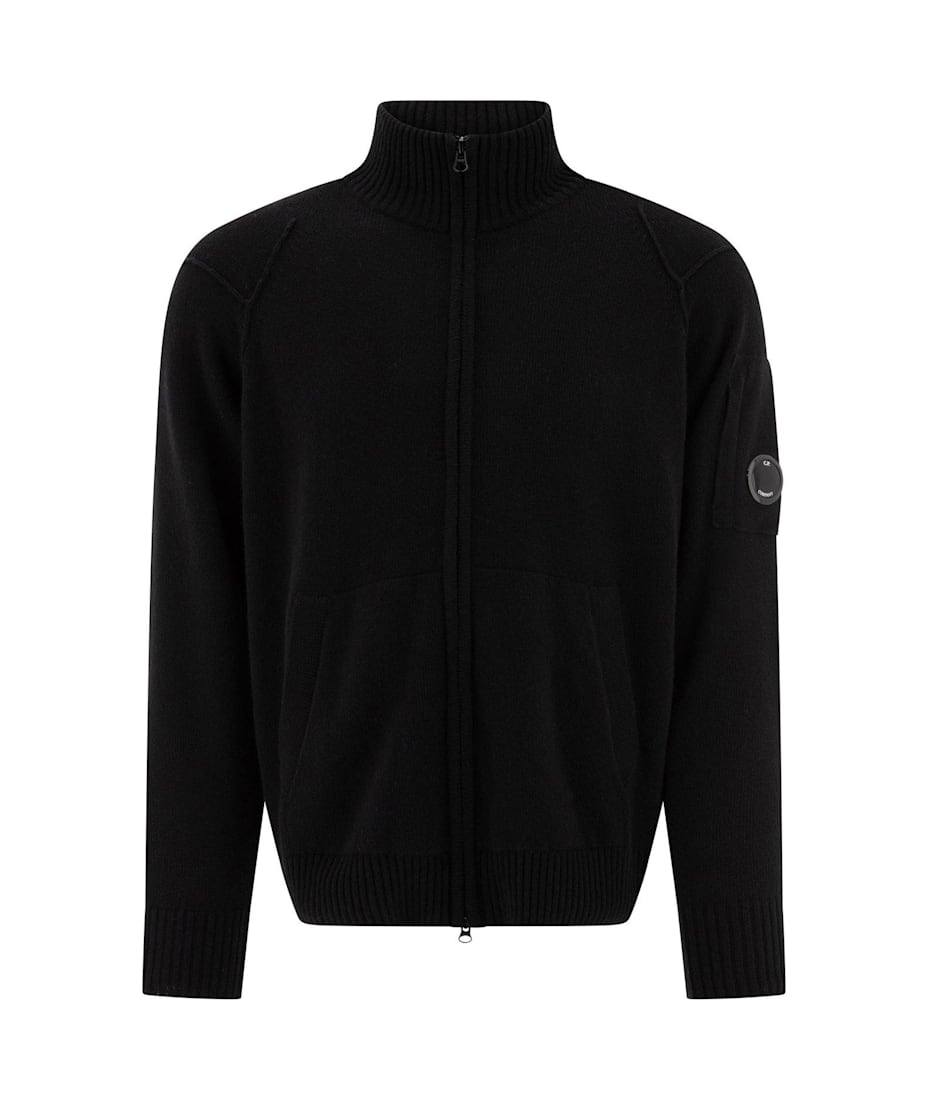 トップス C.P. COMPANY ds knit black C.P. Company Lens Detailed Zip-up Knitted Cardigan | italist