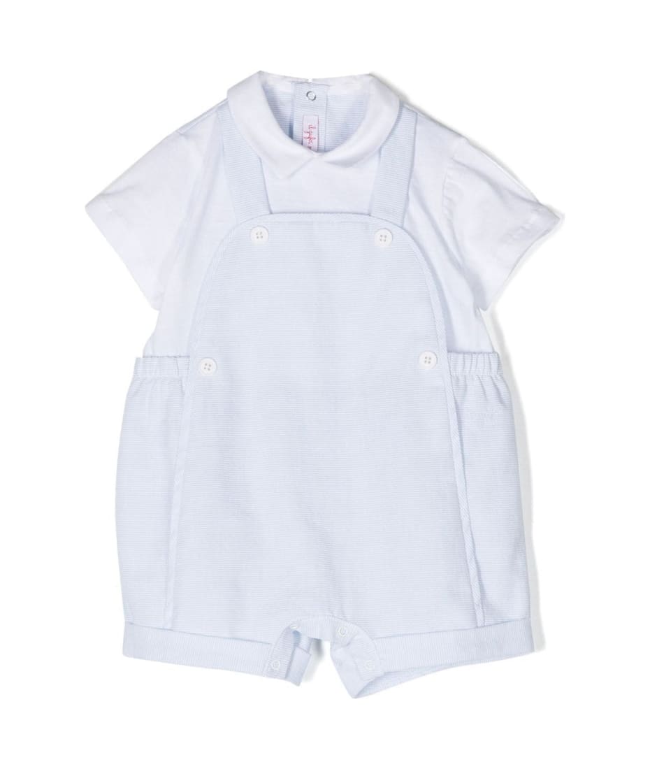 Il Gufo IL GUFO - PINSTRIPE JERSEY ONESIE WITH BOW