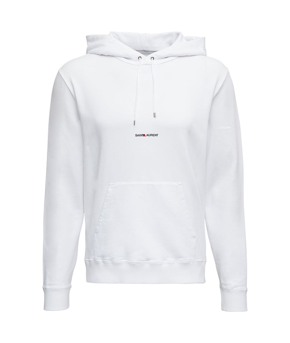 パーカー・フーディ Saint Laurent White Cotton Hoodie with Logo Print Saint Laurent White Cotton Hoodie With Logo Print | italist