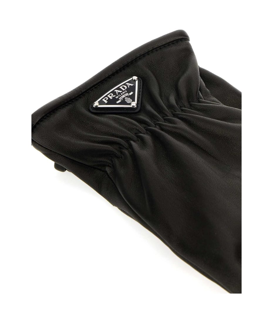 Prada Black Nappa Leather Gloves | italist