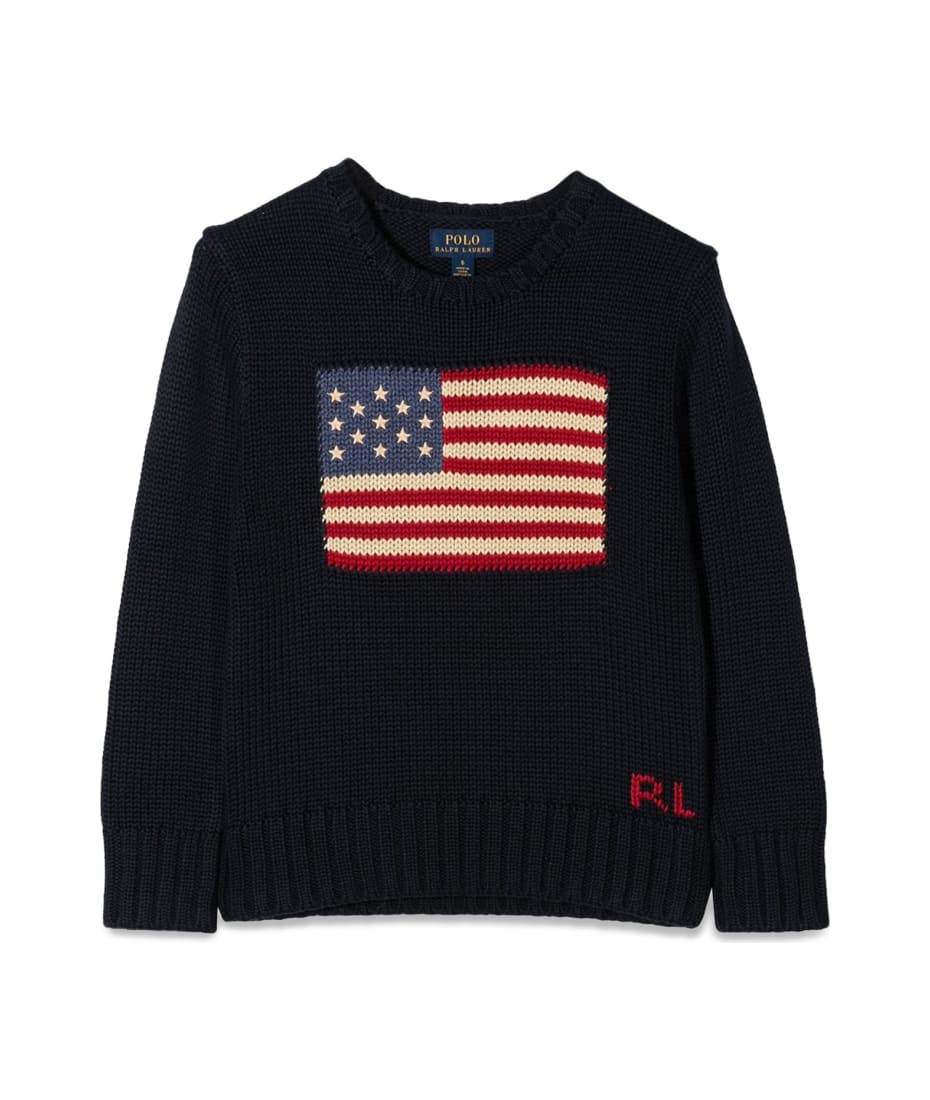 Polo Ralph Lauren Flag Cotton Crewneck Sweater | italist, ALWAYS LIKE A SALE