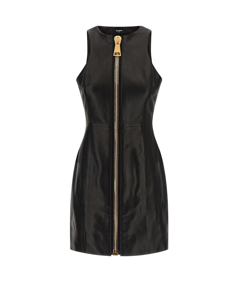Balmain Maxi Zip Leather Dress | italist