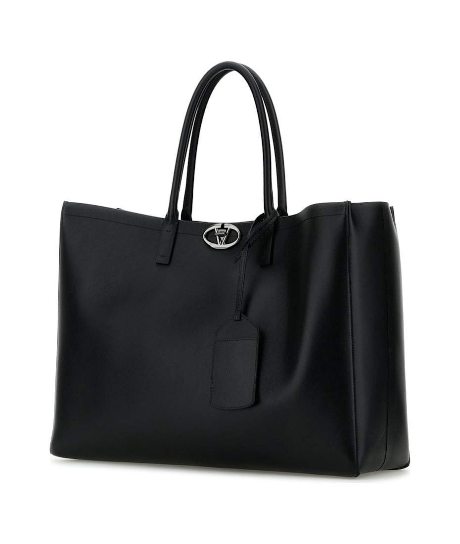 トートバッグ VALENTINO BLACK LEATHER VLOGO MOON SHOPPING BAG VLogo Moon Medium leather tote bag in black - Valentino