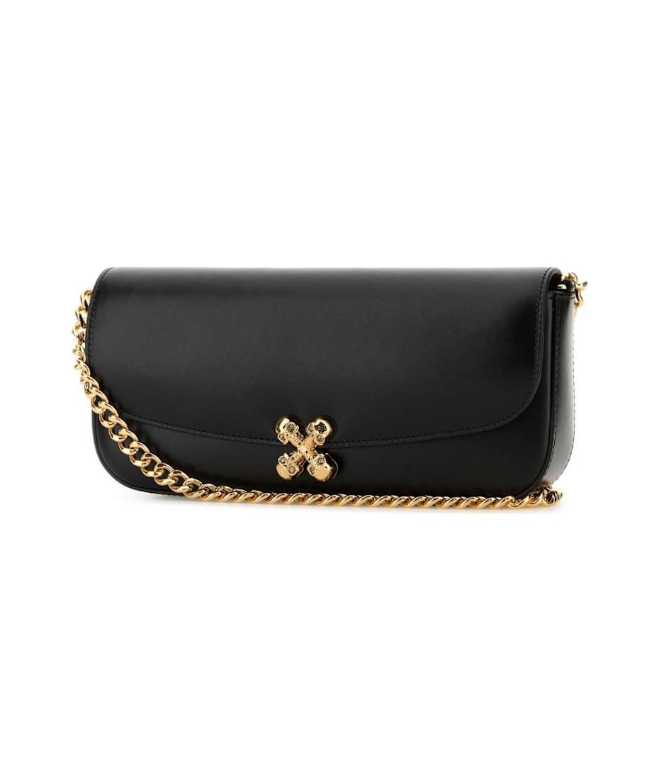 ショルダーバッグ・ポシェット Alexander Mcqueen Black Leather Skull Flower Crossbody Bag Alexander McQueen Black Leather Skull Flower Crossbody Bag
