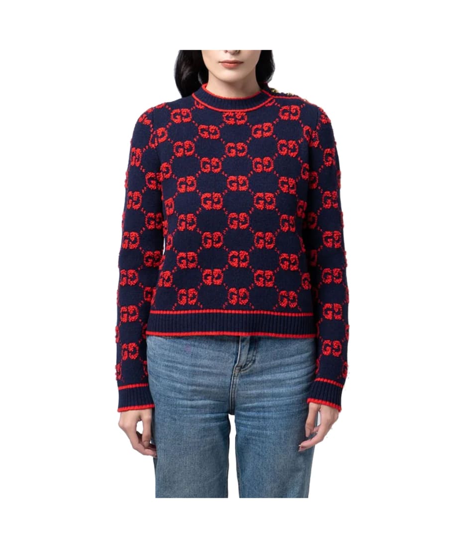 スウェット・トレーナー Gg wool sweater Gucci Gg Wool Bouclé Jacquard Sweater | italist