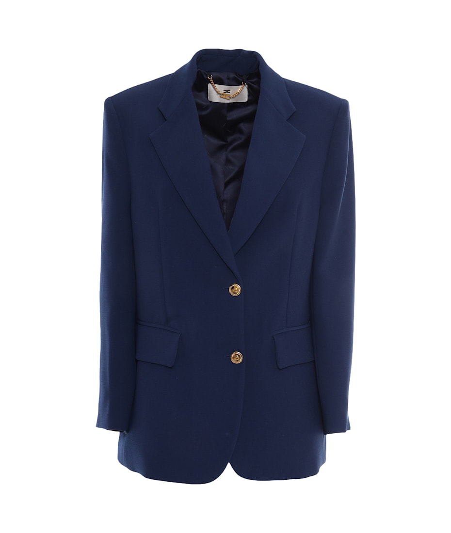 【25SS】 ELISABETTA FRANCHI ダブルブレスト ウールジャケット Elisabetta Franchi Blue Jacket | italist
