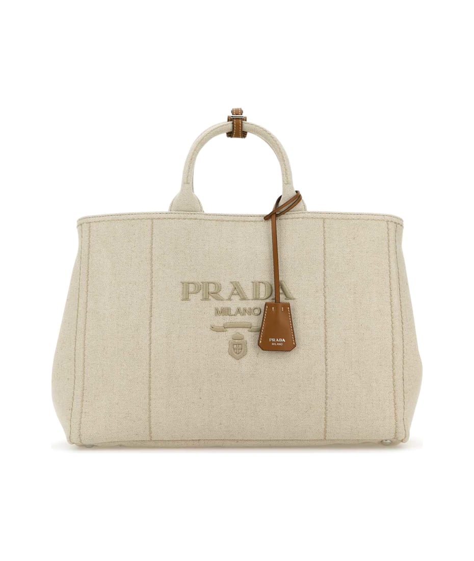 Sand Canvas Extra Large Prada Jardiniã¨re Shopping Bag italist