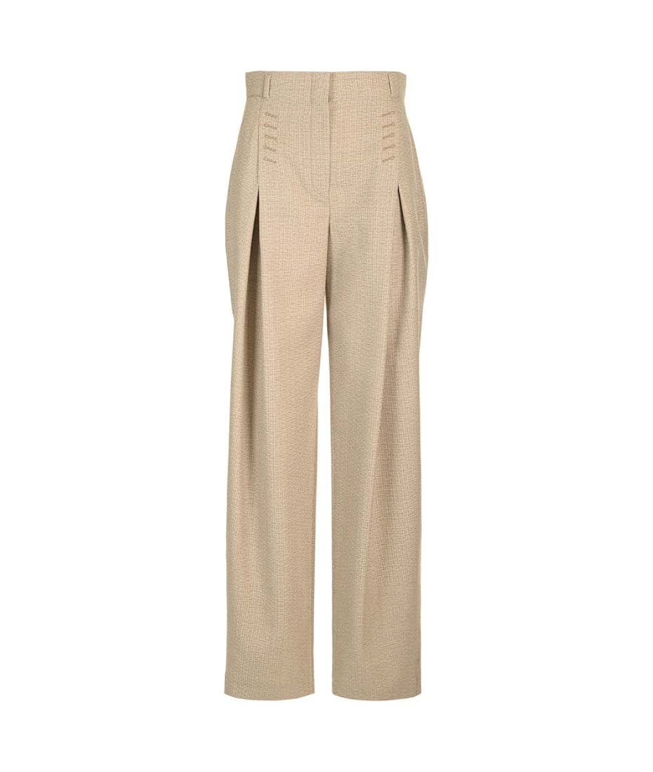 パンツ FENDI Micro check trousers Beige FR6608ATQW Fendi Micro Check Wool Trousers | italist