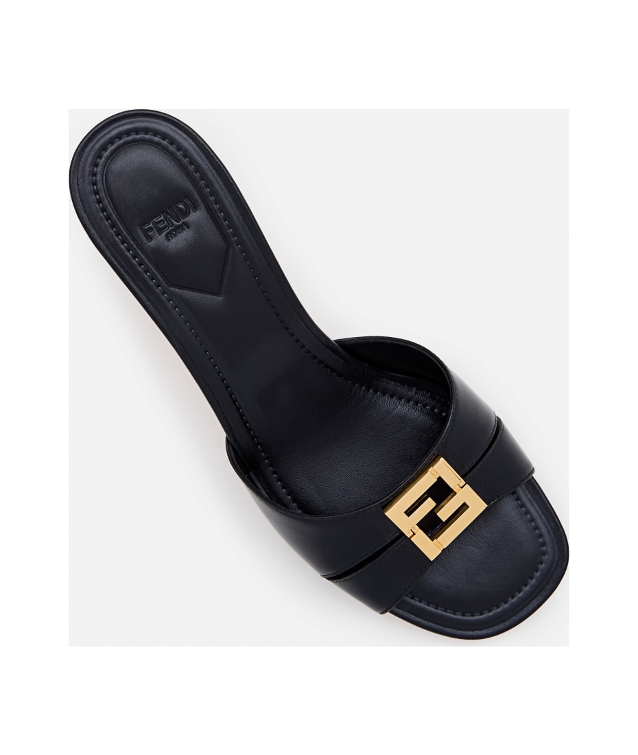 Fendi Slide Patent Leather Heels - Black