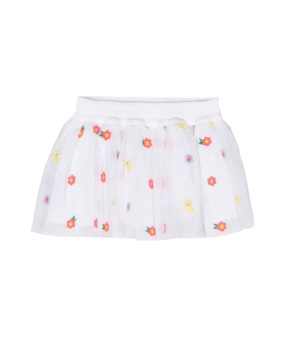 Stella McCartney Kids Yellow Short Skirt With Embroidered Daisies In  Polyester Girl ボトムス