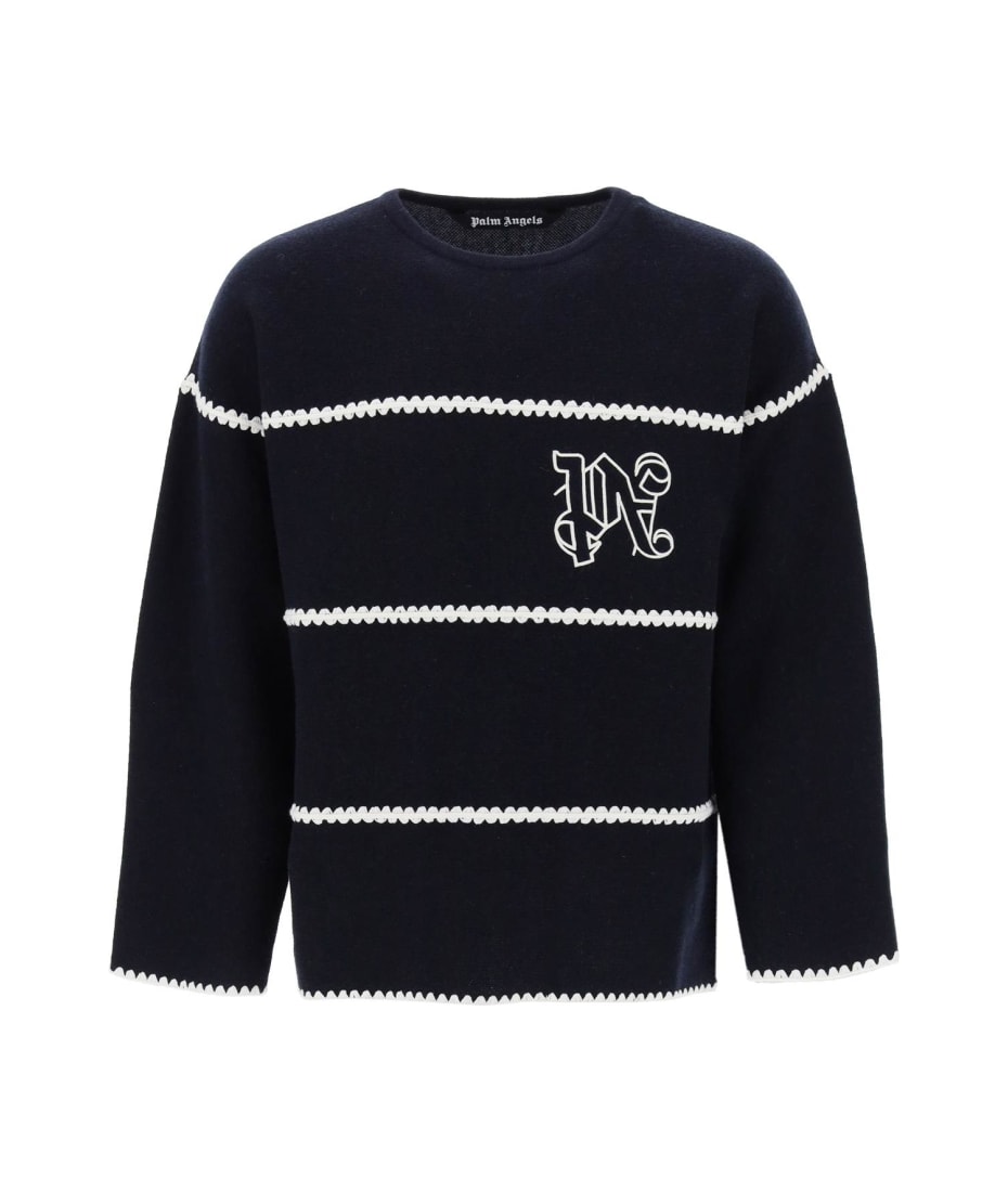 Moncler Wool-Blend Monogram Jacquard Sweater