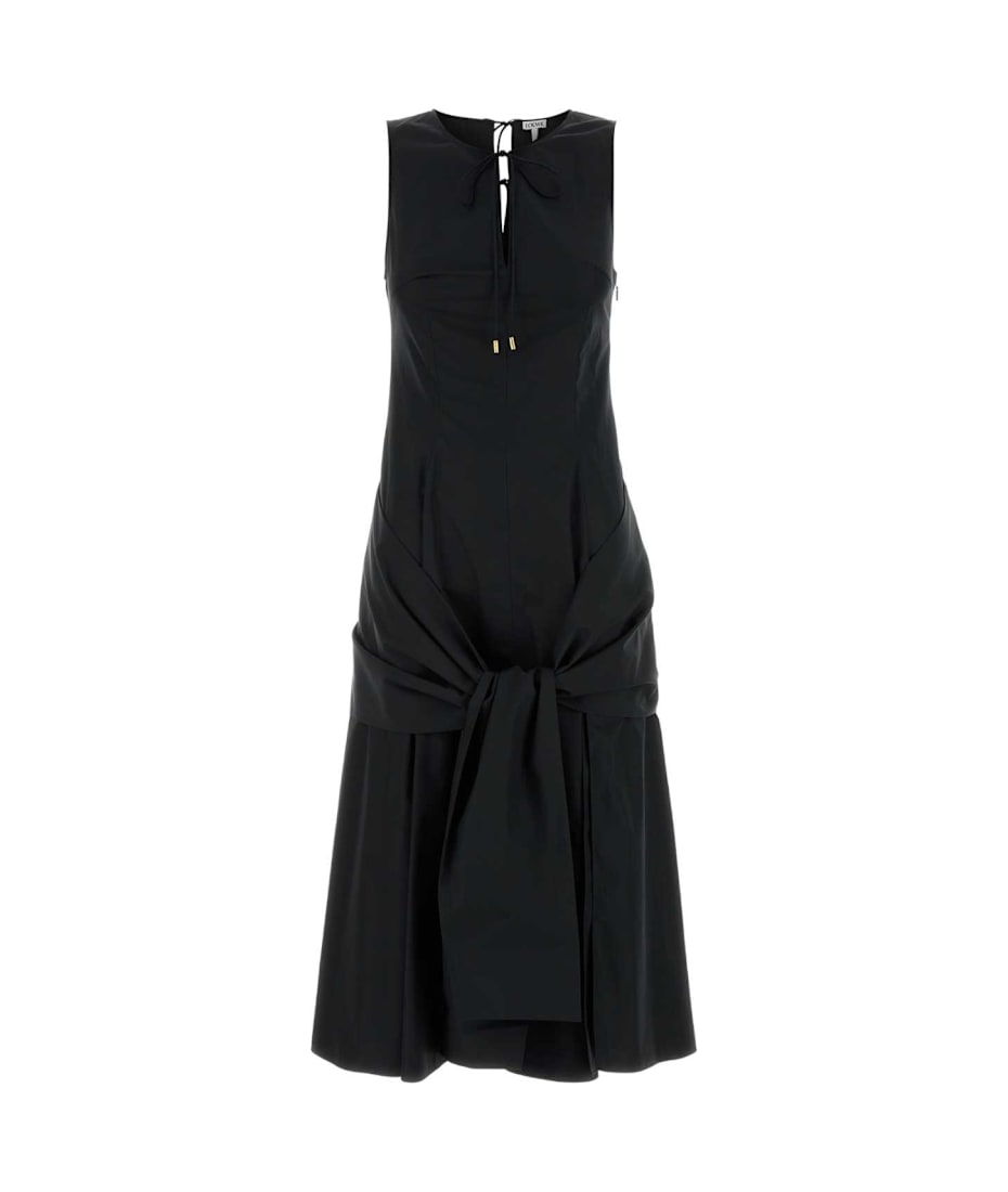 ワンピース LOEWE FW25 Black poplin dress (S359Y09XJ9 BLACK) Trapeze dress in stretch viscose Black - LOEWE