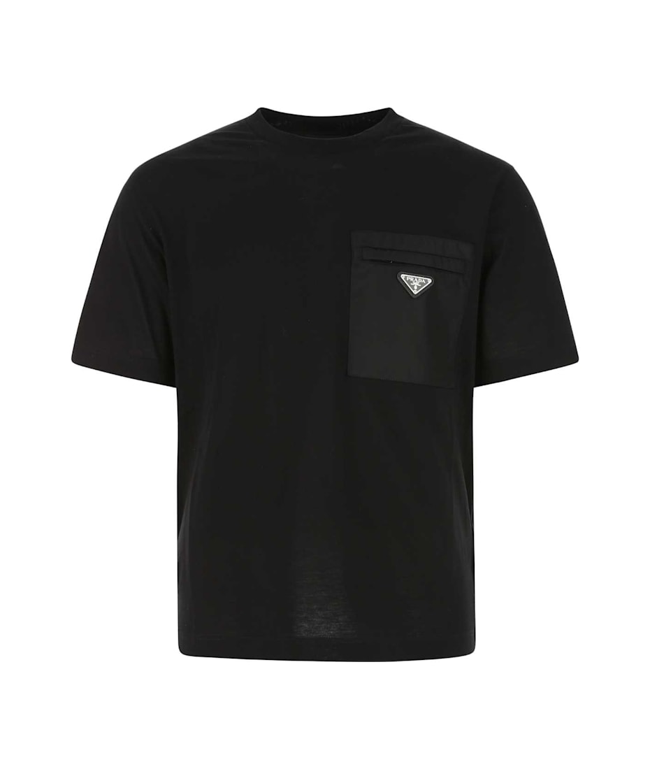 PRADA ブラック Tシャツ M サイズ SGV018 Prada Black Cotton T-shirt | italist
