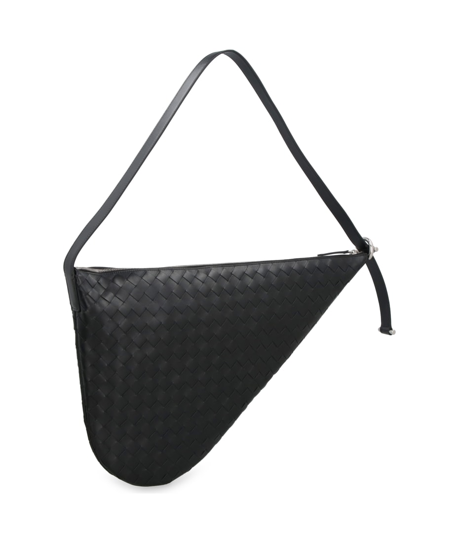 Bottega Veneta Virgule Leather Shoulder Bag - black