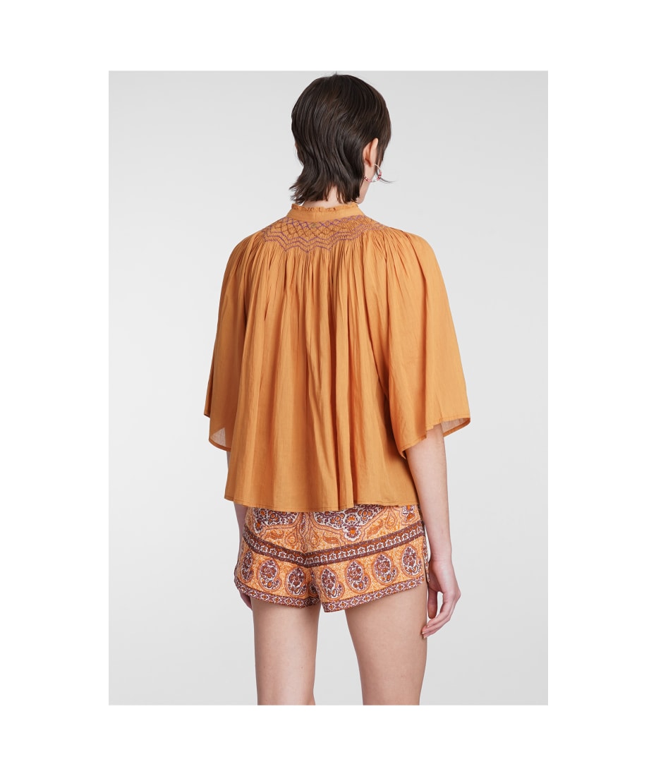 Antik Batik Ayo Blouse In Orange Cotton - orange