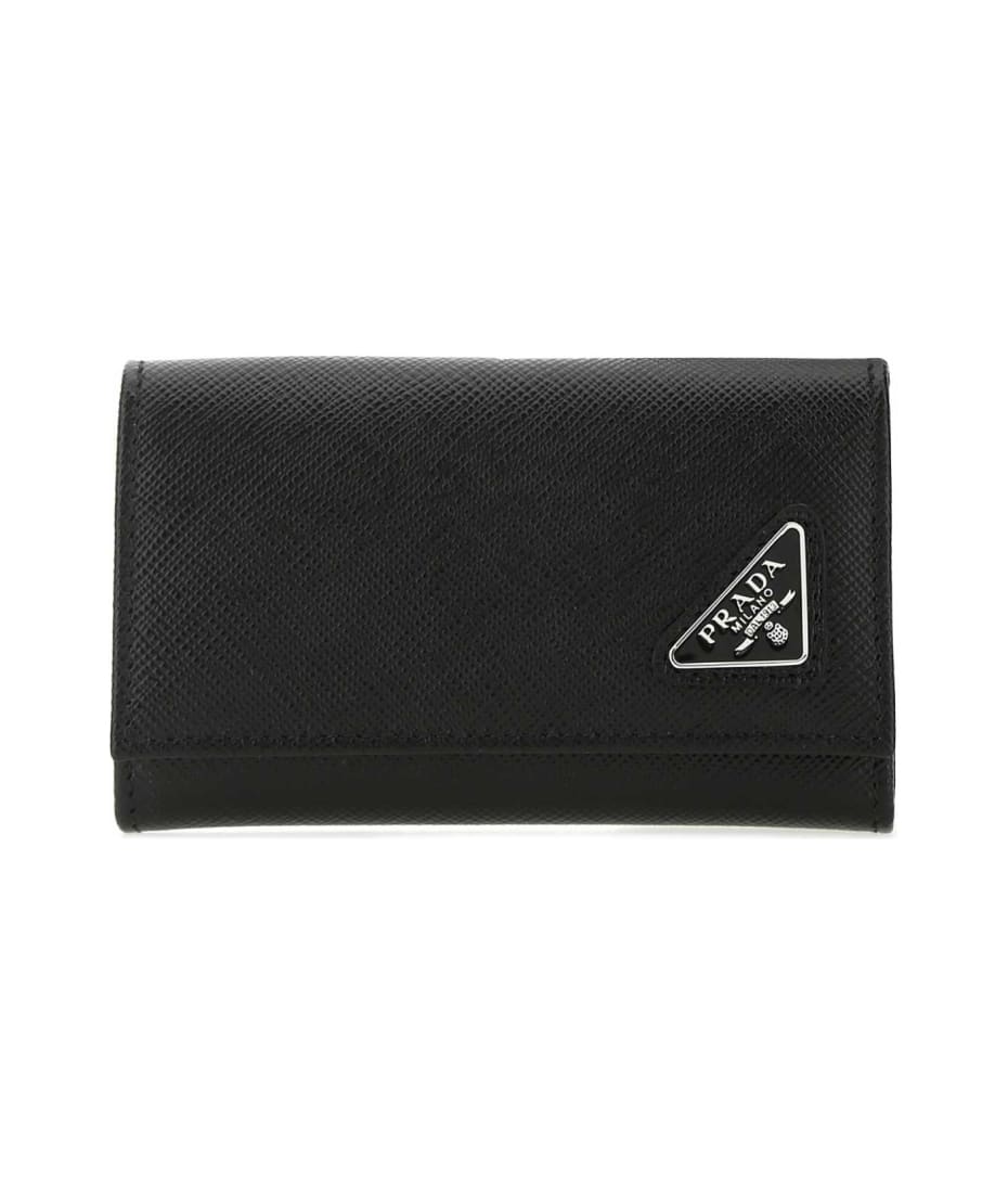 Prada Black Leather Keyring Case - F0002