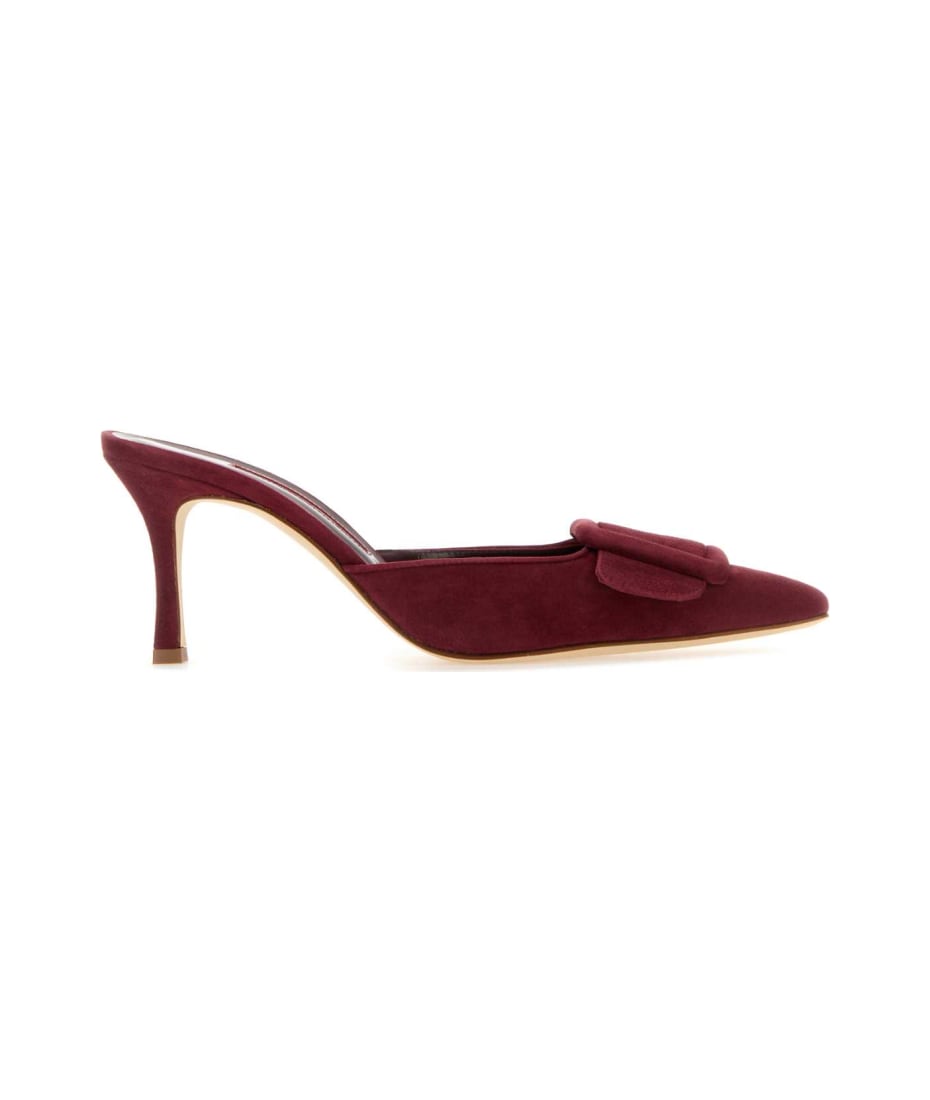 Manolo Blahnik Burgundy Suede Maysale Mules italist, ALWAYS LIKE