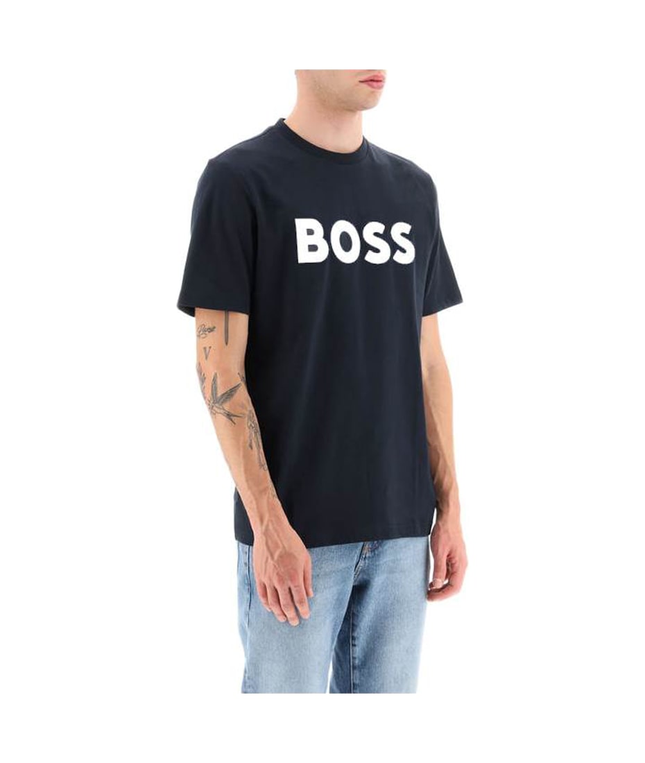 【送料&関税込】Hugo Boss Tiburt 354 Hugo Boss Boss Tiburt 354 Logo Print T Shirt In Black | ModeSens