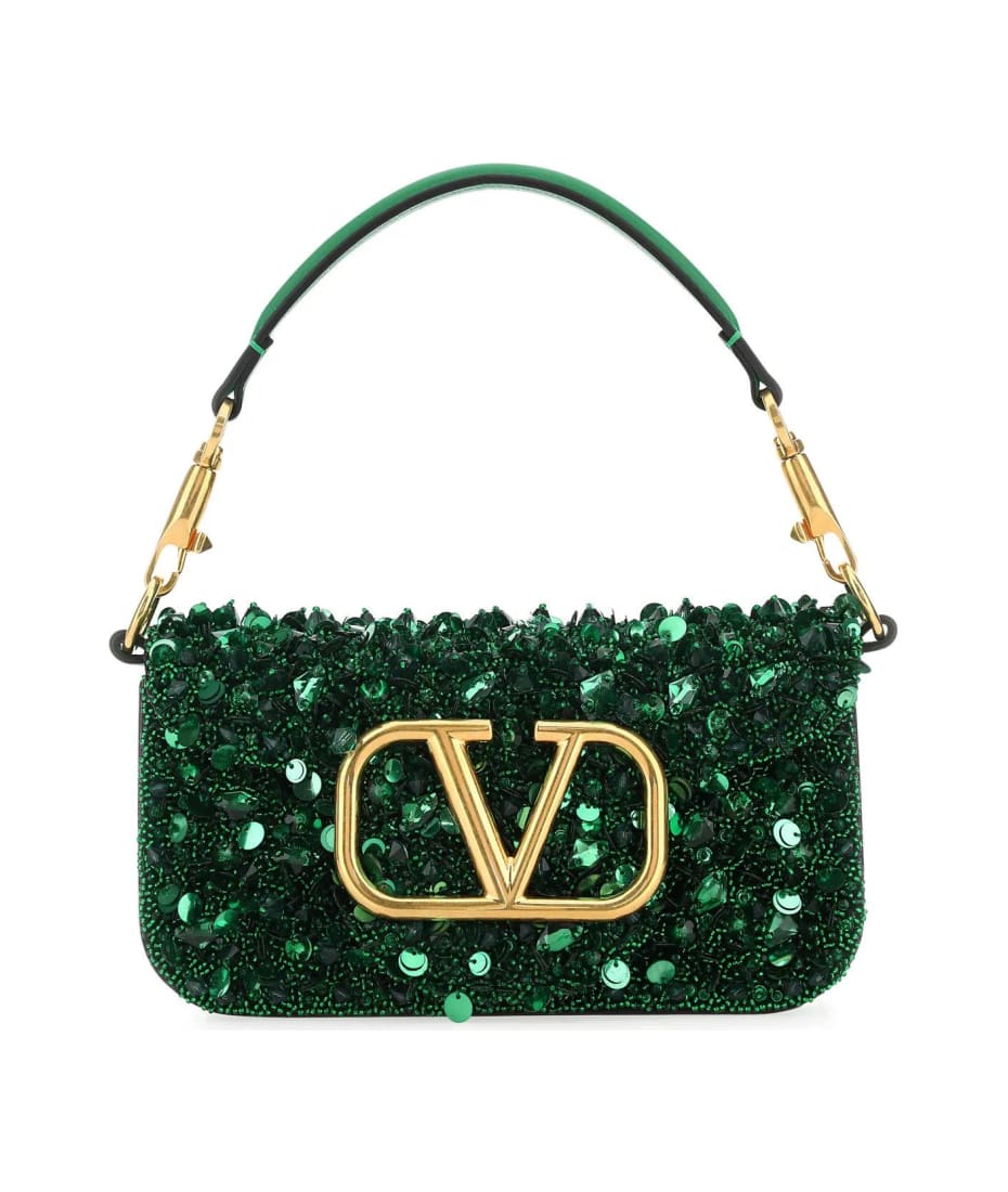 Loco Small Beaded Shoulder Bag in Green - Valentino Garavani