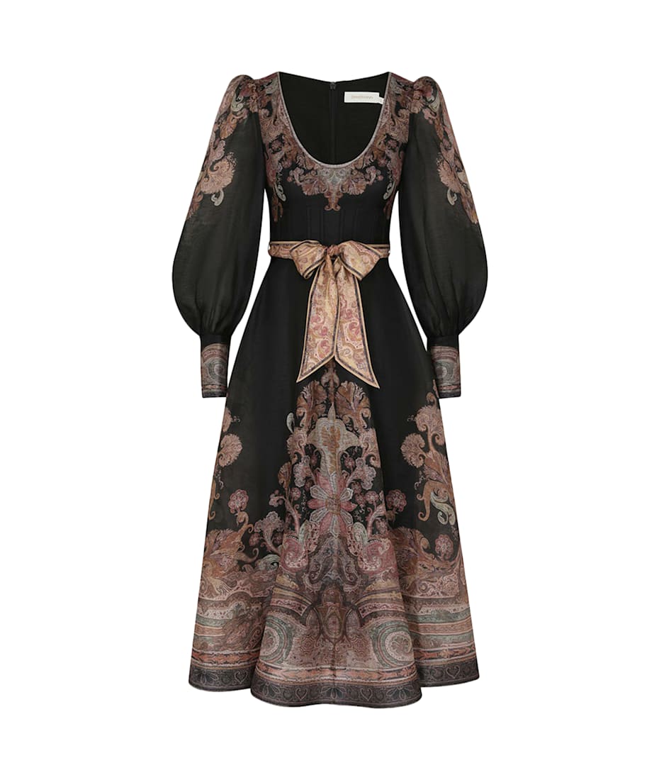 【Zimmermann】IILLUSTRATION STRUCTURED DRESS シルクリネン Zimmermann Illustration Structured Dress | italist