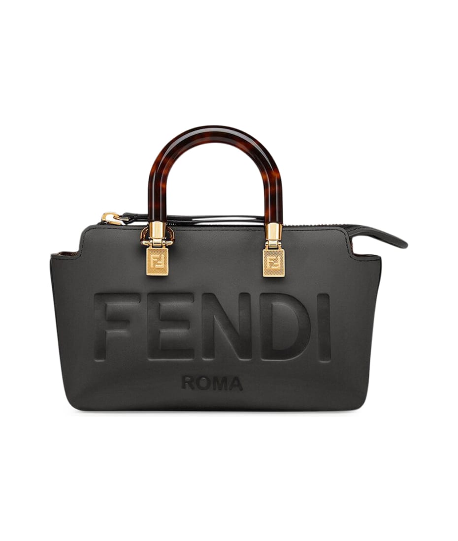 Fendi Mini By The Way Boston Bag In Calfskin Black