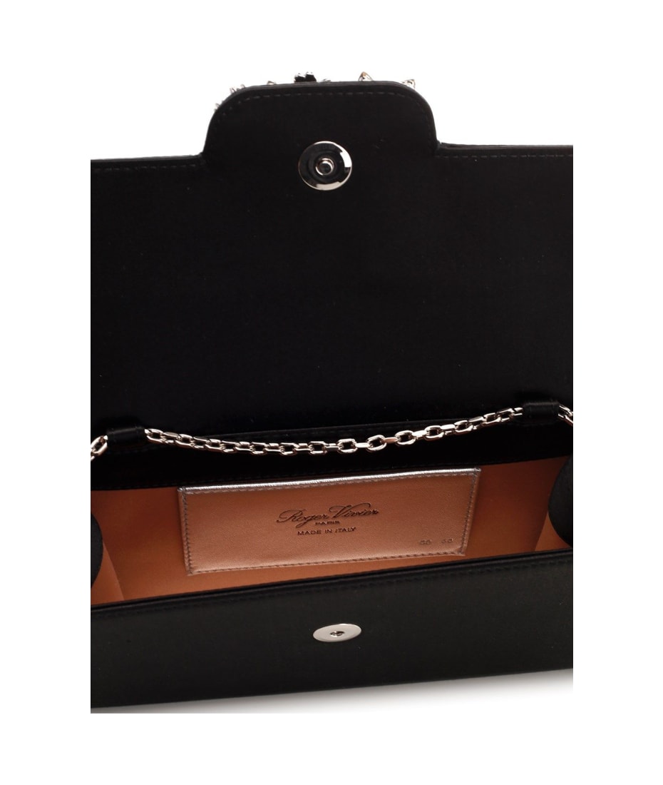 クラッチバッグ Roger Vivier Mini clutch bag with Rhinestone Bouquet Efflorescence Mini Clutch in satin White Woman