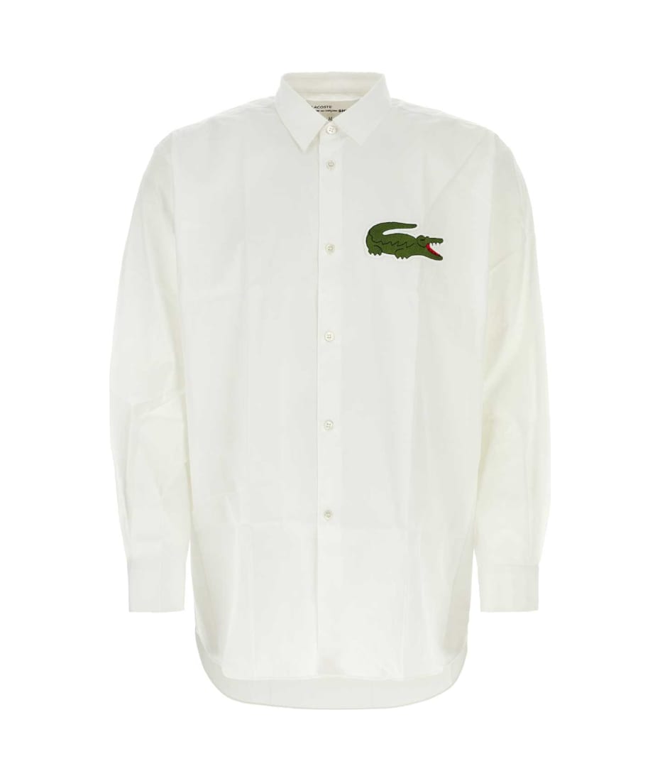 Comme des Garçons Shirt White Poplin Comme Des Garã§ons Play X Lacoste Shirt  | italist, ALWAYS LIKE A SALE, image size:930x1100