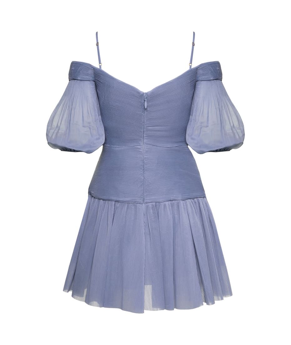 ワンピース Zimmermann Light-Blue Pleated Mini Dress in Chiffon Woman e96b7aca25ee8443553b5f1791042d