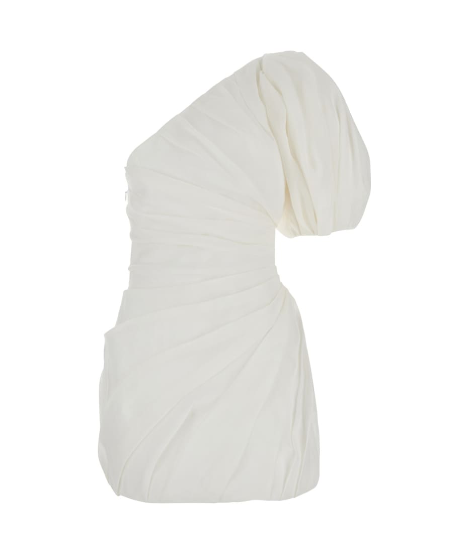 Chloé White Asymmetrical Mini Dress In Linen Woman - White