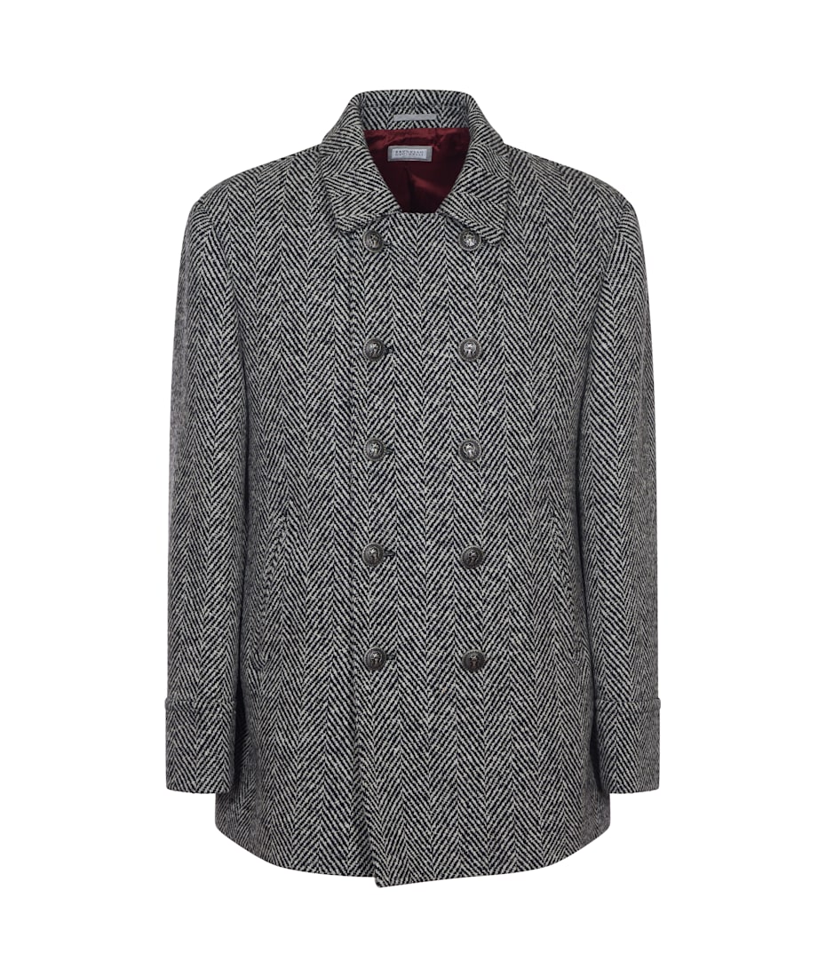 ジャケット BRUNELLO CUCINELLI GREY DOUBLE-BREASTED WOOL JACKET Brunello Cucinelli - Light Gray Metallic Double Breasted Jacket