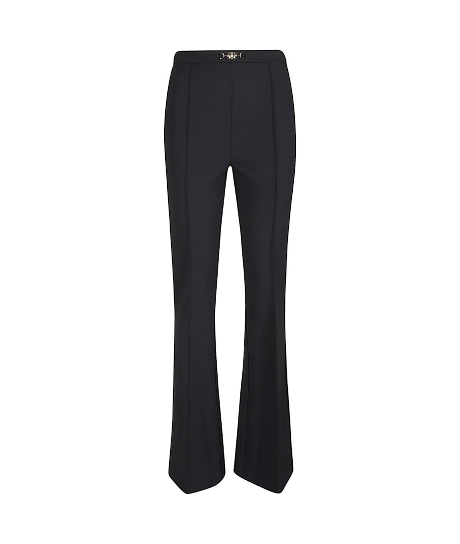 Elisabetta Franchi Horsebit Stretch Crepe Palazzo Trousers