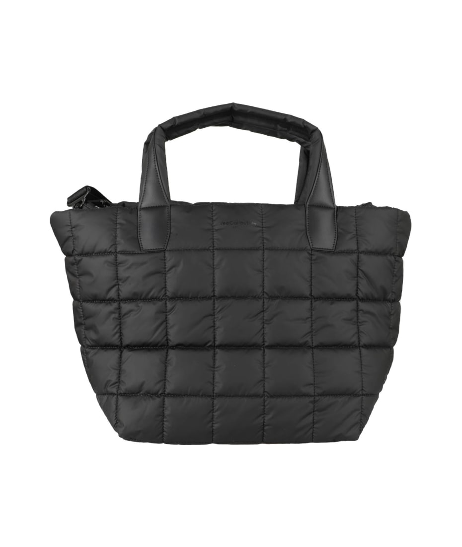 VEECOLLECTIVE, Small Vee Recycled Nylon Tote Bag, BLACK, Women