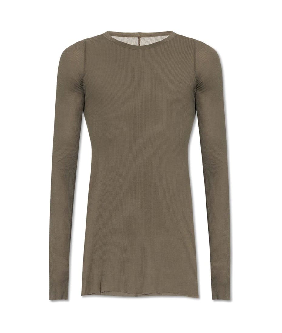【関税込み】RICK OWENS Ribbed viscose and wool T-shirt Rick Owens Long-sleeved Ribbed T-shirt | italist