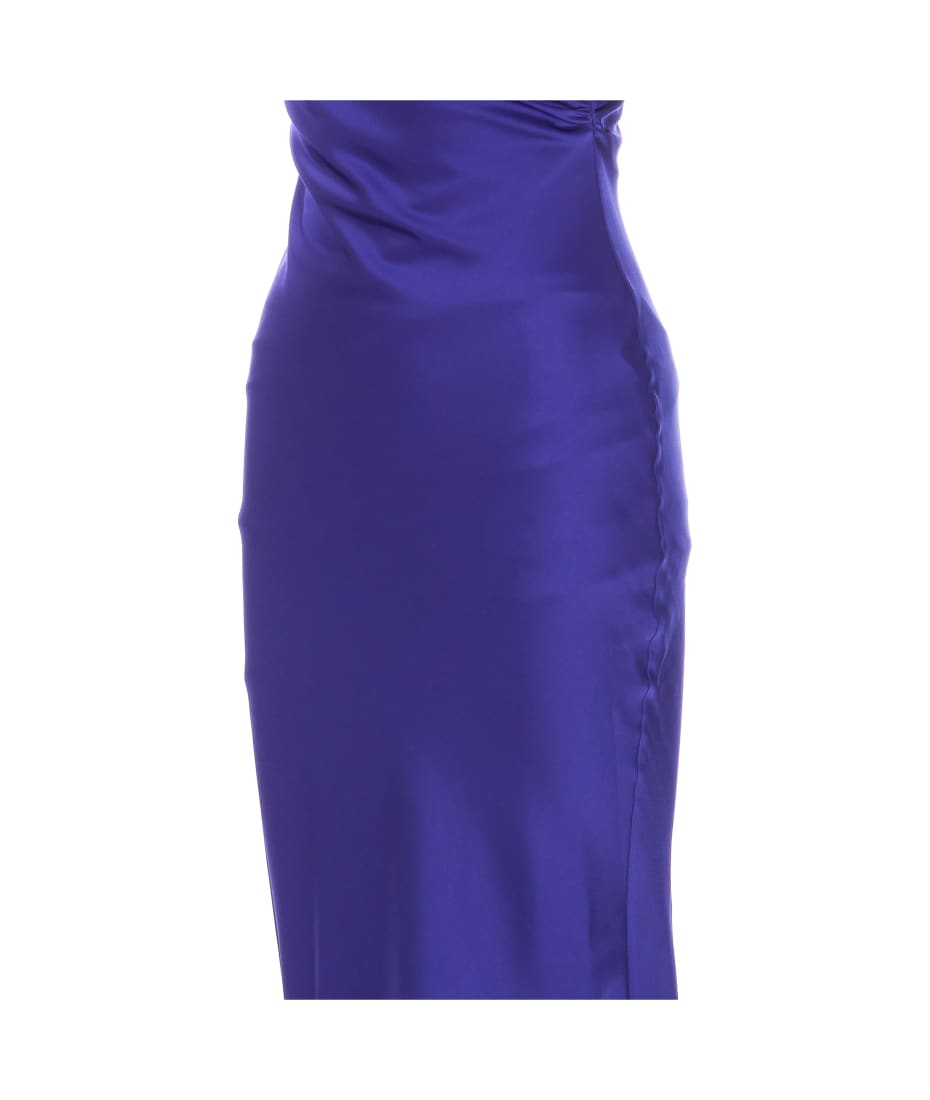 The Attico Melva Asymmetric Long Dress - violet